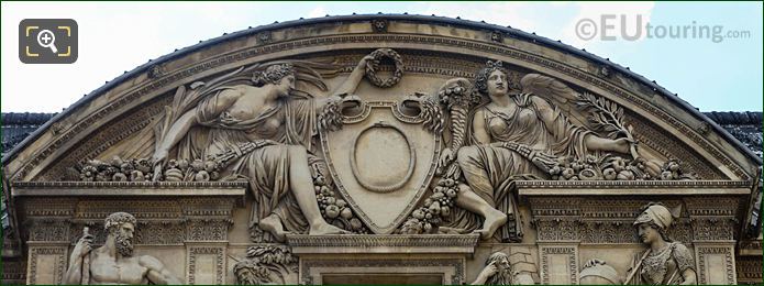 Victoire et Abondance sculpture on Aile Lemercier top pediment