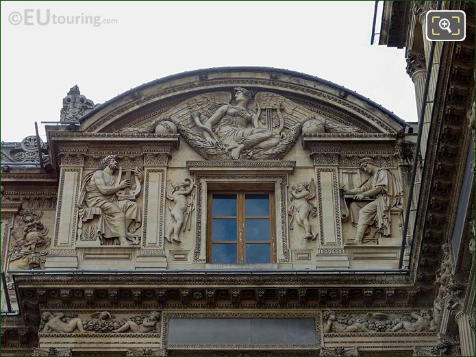 Top relief sculptures of Aile Lemercier, Louvre Paris
