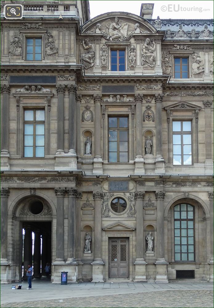 East facade Aile Lemercier, The Louvre, Paris and Incas sculpture