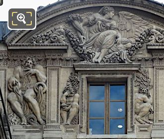 Neptune sculpture, E facade Aile Lescot, The Louvre, Paris