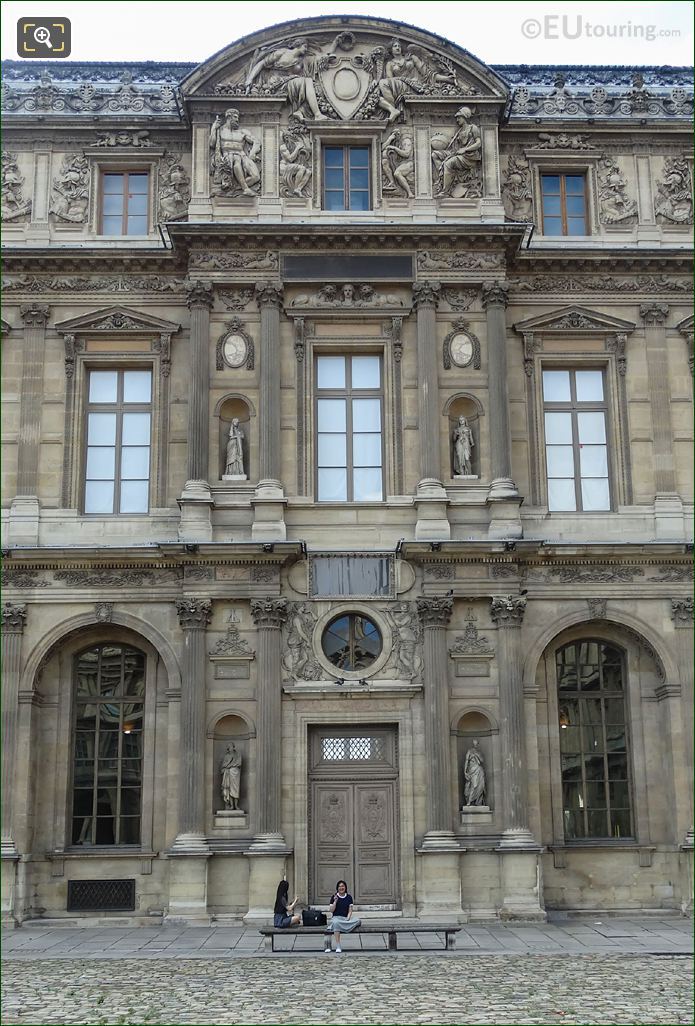 East facade of Aile Lemercier with Danube sculpture