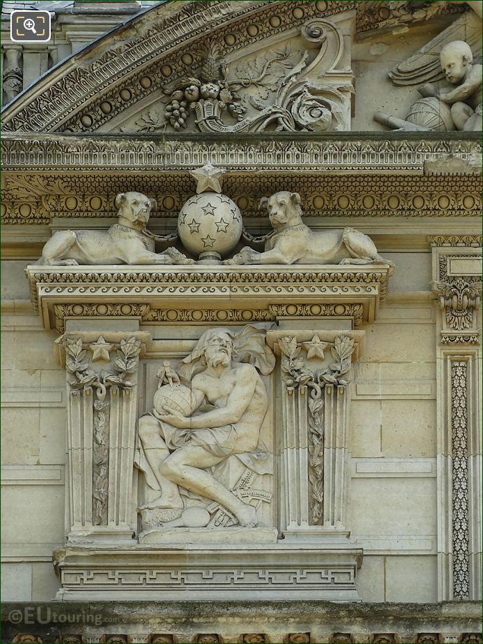 The Louvre, Aile de Marsan 2nd window left bas relief sculpture