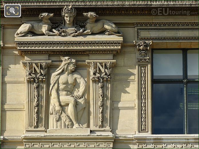 3rd window LHS bas relief sculpture on Aile de Flore