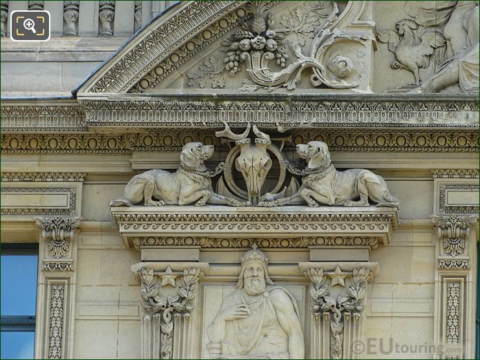 Left side 4th window Groups of Animals sculpture on Aile de Flore