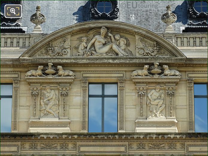 Aile de Marsan 4th window facade with relief sculptures