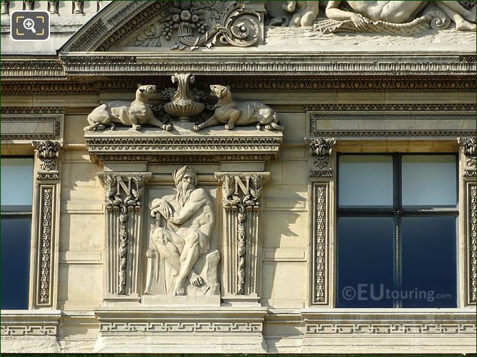 5th window left side Fleuves sculpture, Aile de Flore, The Louvre