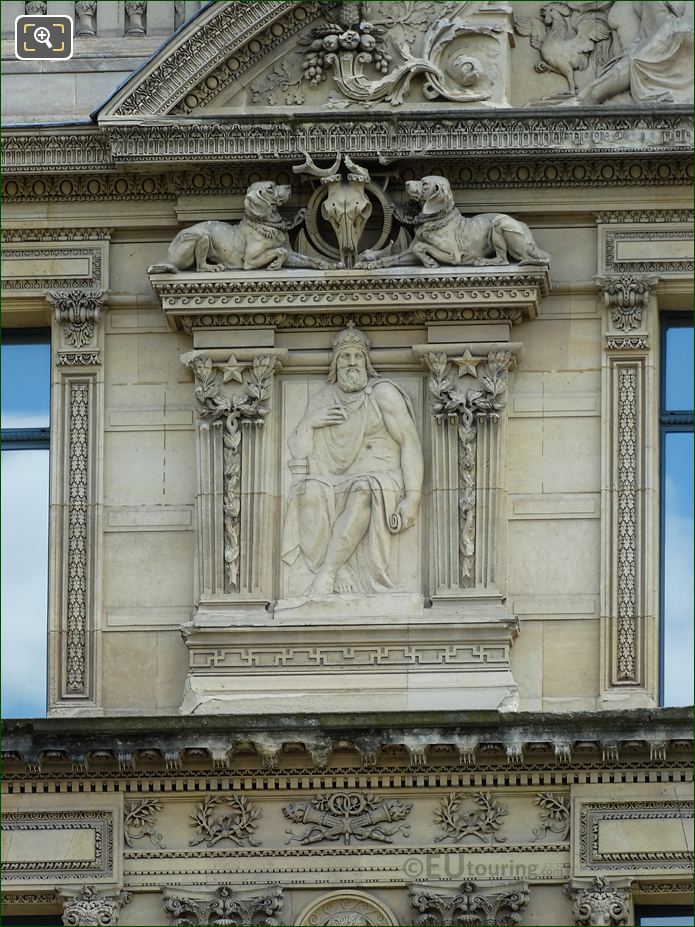5th window left side Charlemagne sculpture, Aile de Marsan, The Louvre