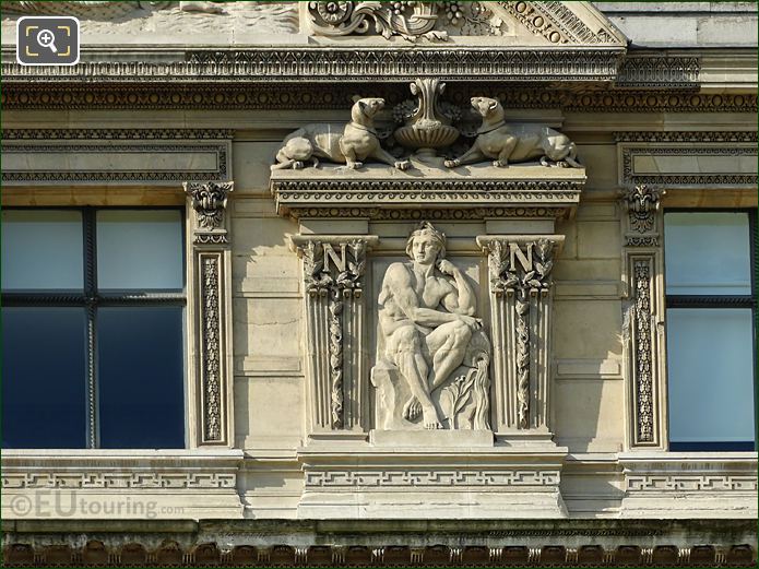 5th window right side Fleuves sculpture, Aile de Flore, The Louvre