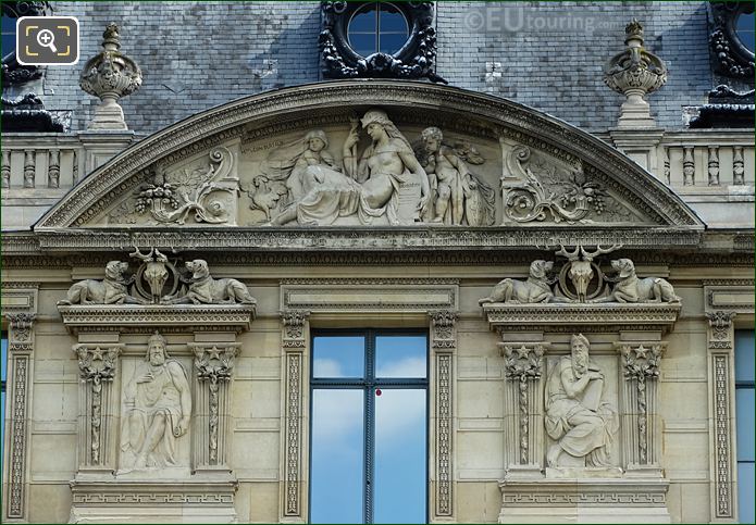 Aile de Marsan 5th Window sculptures on The Louvre, Paris