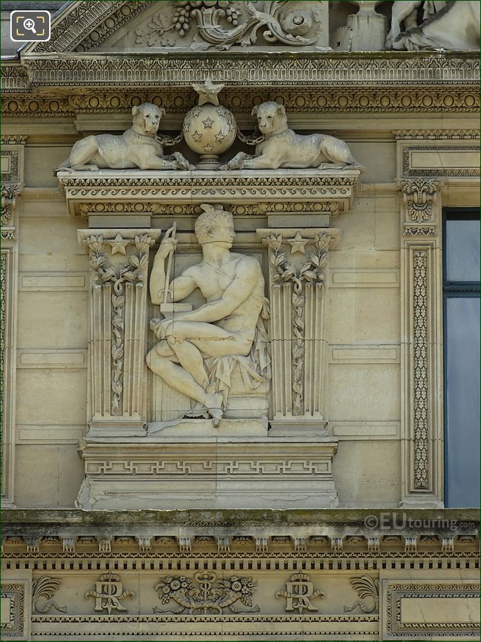 Aile de Marsan 7th window left side bas relief sculpture