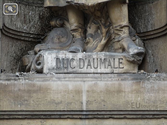 Duc d'Aumale inscription on statue pedestal