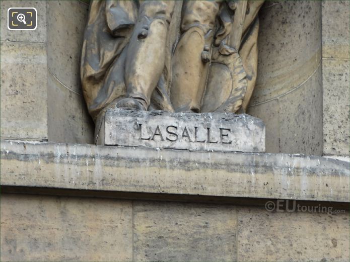 Lasalle inscription on statue pedestal base