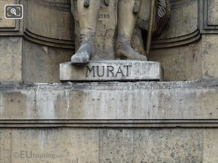 Murat inscription and year 1915 on Joachim Murat statue