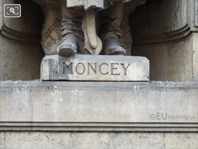 Desruelles 1918 inscription and Moncey on the statue base