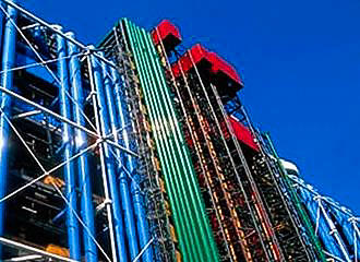 Pipe work on the outside of Pompidou Centre