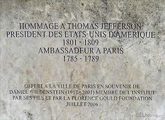 Thomas Jefferson Plaque Paris
