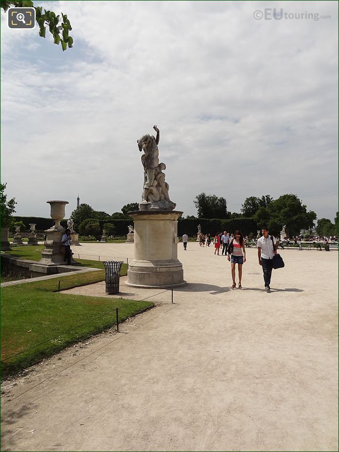 View West from Allee Centrale to round basin statuary in Tuileries Gardens