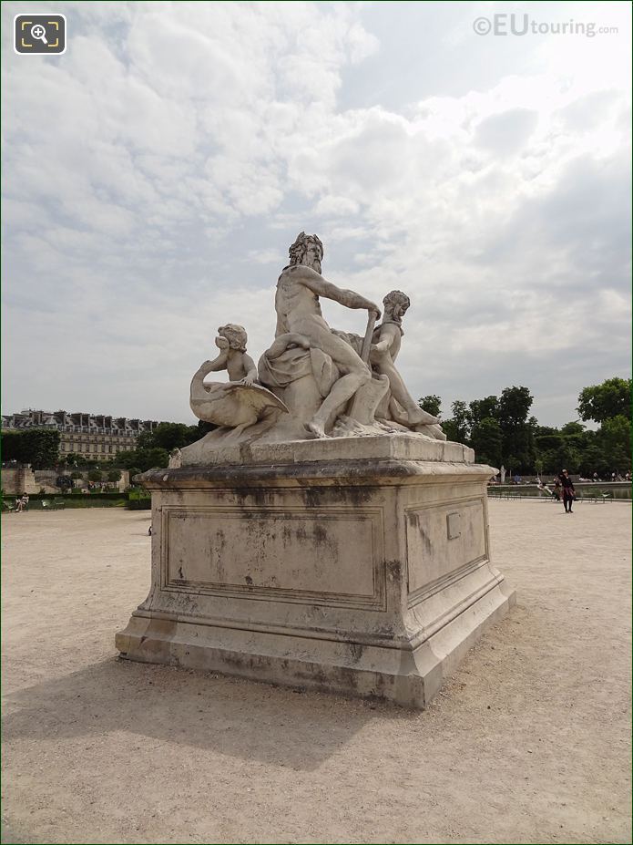 Fer A Cheval statue and water feature looking East in Tuileries Gardens