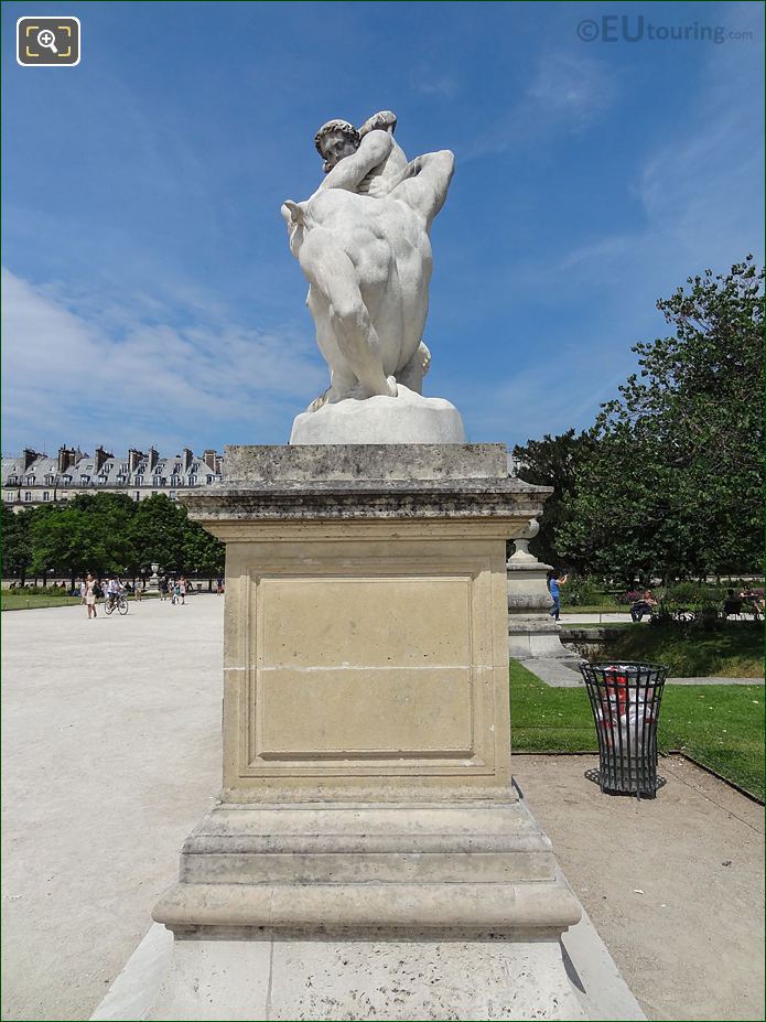 View NNE past statue in Grand Carre, Jardin des Tuileries