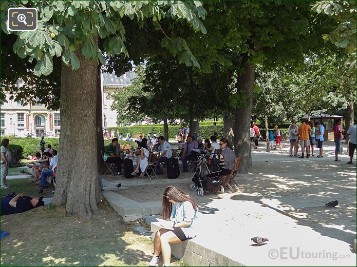 Tourists enjoying Tuileries Gardens, Paris