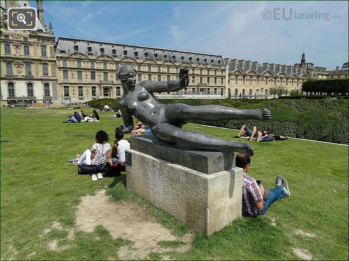 Air statue, Jardin du Carrousel, Tuileries Gardens looking NE