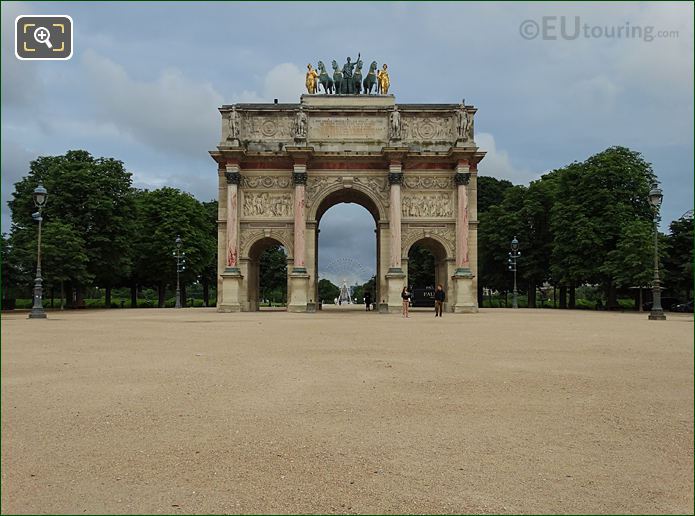 View NW through Arc de Triomphe du Carrousel to Tuileries Gardens