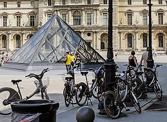 Velib bikes at Louvre