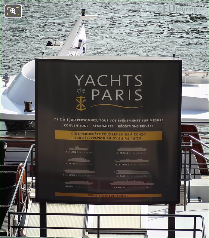Yachts de Paris information board