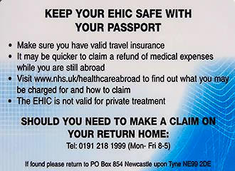 Back of UK European Health Insurance Card