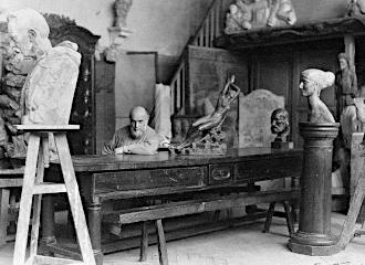 Antoine Bourdelle in work shop