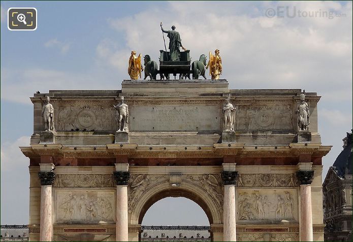 Stone statues and quadriga on the Arc de Triomphe du Carrousel