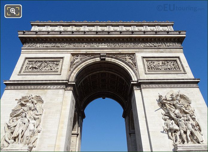 Sculpted statues on the Arc de Triomphe