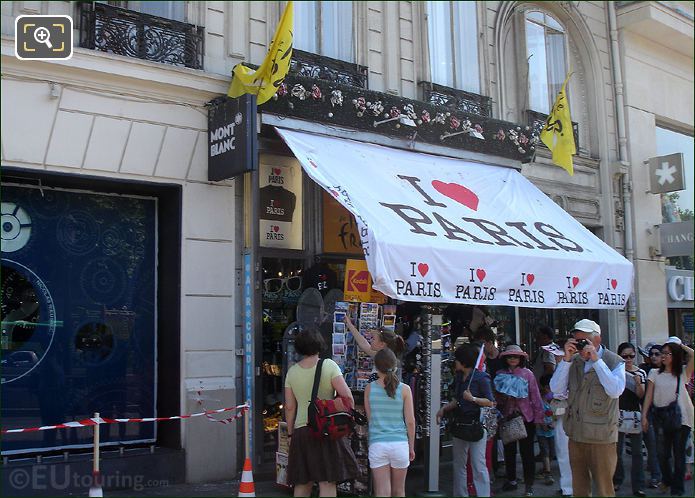 Paris souvenir shop on Avenue des Champs Elysees