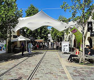 Cobbled street through Bercy Village