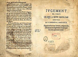 Cardinal Mazarin document inside Bibliotheque Mazarine
