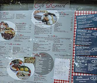 Cafe Renard menu board