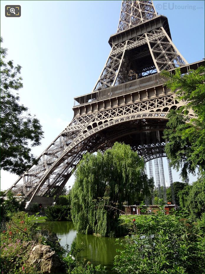 Pond next to the Eiffel Tower in the Champ de Mars