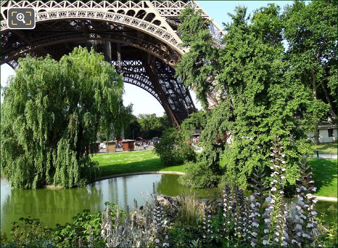 Pond at the base of the Eiffel Tower
