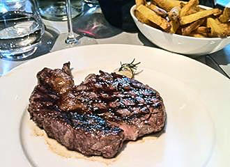 Charbon Rouge steak and chips