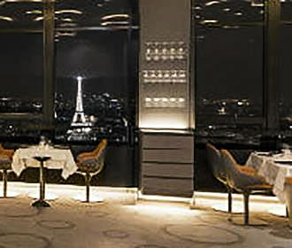 Ciel de Paris restaurant view of the Eiffel Tower
