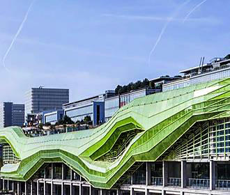 Green facade of Cite de la Mode et du Design