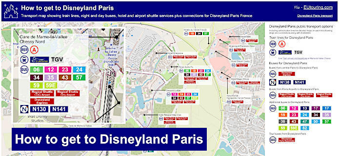 How to get to Disneyland Paris transport map