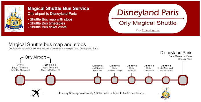 Magical Shuttle Bus Orly to Disneyland Paris map