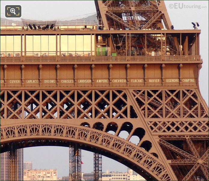 Names inscribed on the Eiffel Tower
