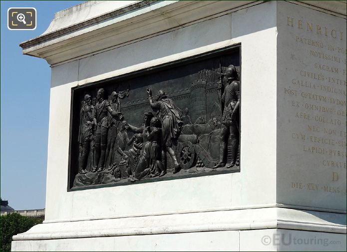 Pedestal bronze scene on King Henri IV statue