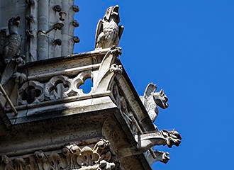 North east bell tower statues at Notre Dame Cathedral