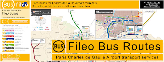 Fileo buses map for CDG Airport with stops and connections