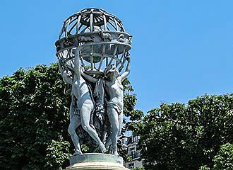 Celestial globe on Fontaine des Quatre Parties du Monde