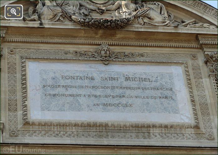 Fontaine Saint Michel, Paris plaque, 1860