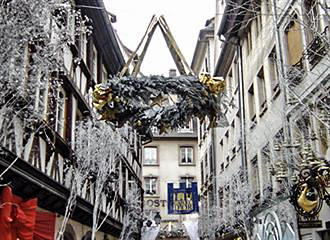 French Christmas market street decoractions
